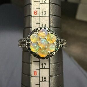 Designer Fire Opal and Black Spinel Ring